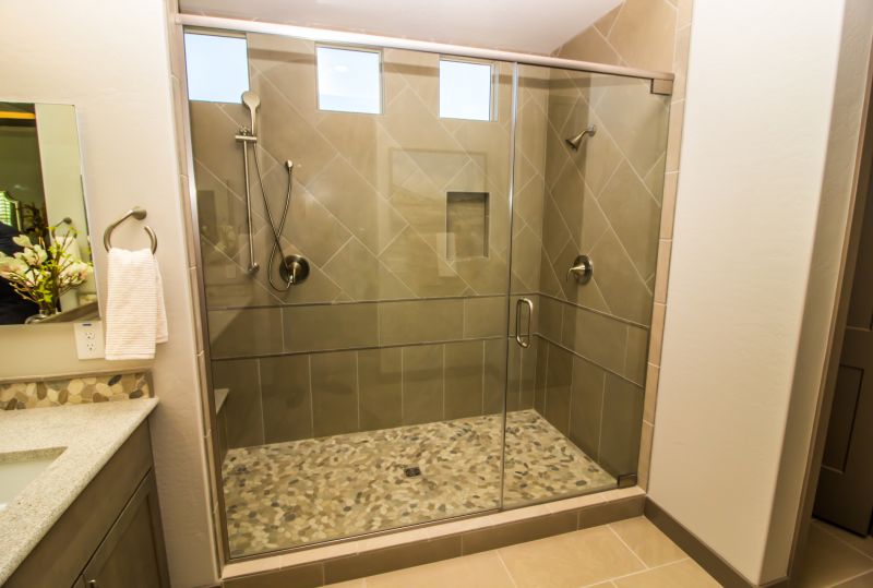 Shower with Rain Head and Frameless Glass
